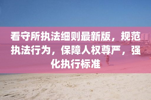看守所執法細則最新版,規范執法行為,保障人權尊嚴,強化執行標準