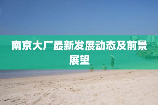 南京大廠最新發展動態及前景展望