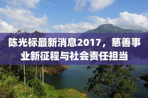 陳光標最新消息2017，慈善事業新征程與社會責任擔當