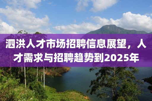 泗洪人才市場招聘信息展望,人才需求與招聘趨勢到2025年