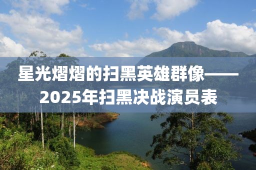 星光熠熠的掃黑英雄群像——2025年掃黑決戰演員表