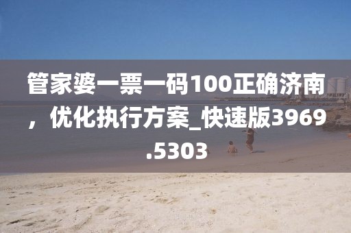 管家婆一票一碼100正確濟南,優化執行方案_快速版3969.5303